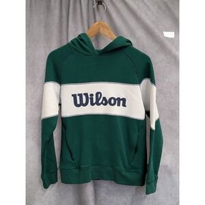 Wilson Kids Green Cream Colorblock Pullover Hoodie Sweatshirt Logo Size Large